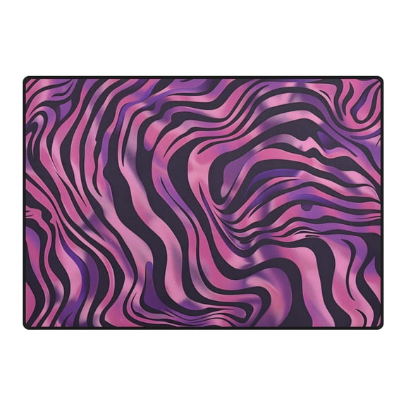 Zebra Print Area Rug 80x58 Inch Non Slip Absorbent Soft for Living Room Dining