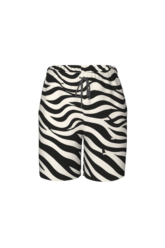 Zebra Print Beach Pants Lightweight Teen Shorts with Mesh Lining and Drawstring