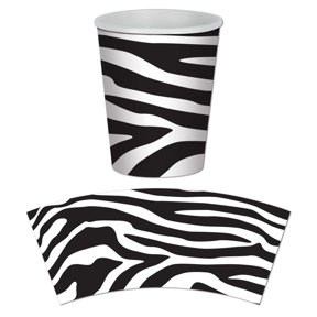 Zebra Print Beverage Cups 9 Oz- 12 Pack(8 Per Package)- Hot & Cold Use