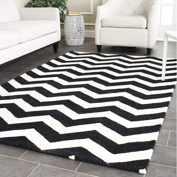 Zebra Print Black And White Hand Made Hand Knotted Customized Area Rug For Diwali Home Decore