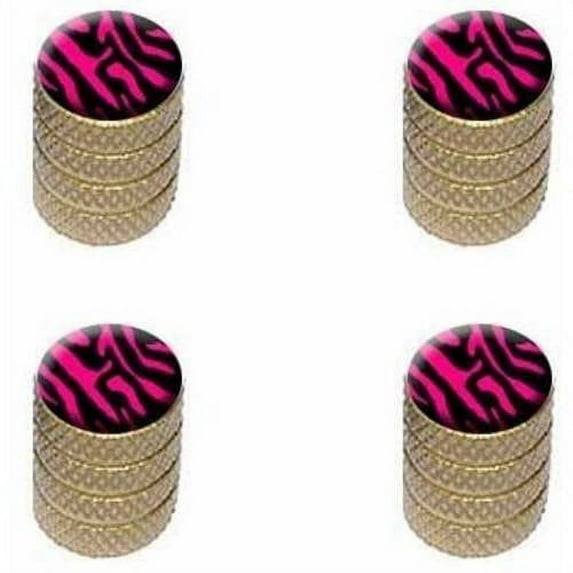 Zebra Print Black Hot Pink Tire Rim Wheel Aluminum Valve Stem Caps, Multiple Colors