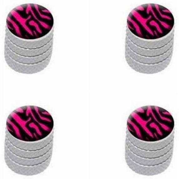 Zebra Print Black Hot Pink Tire Rim Wheel Aluminum Valve Stem Caps, Multiple Colors