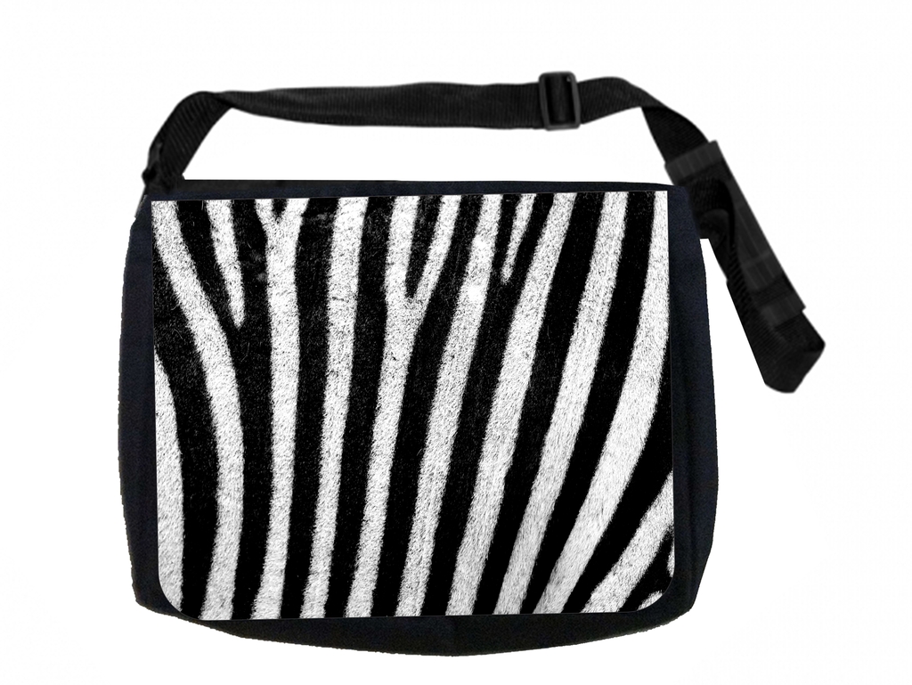 Zebra Print Black Laptop Shoulder Messenger Bag