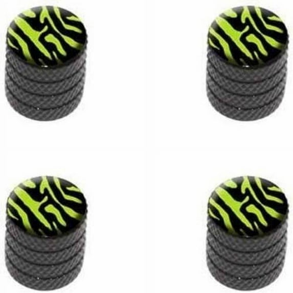 Zebra Print Black Lime Green Tire Rim Wheel Aluminum Valve Stem Caps, Multiple Colors