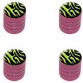 thumbnail image 1 of Zebra Print Black Lime Green Tire Rim Wheel Aluminum Valve Stem Caps, Multiple Colors, 1 of 1