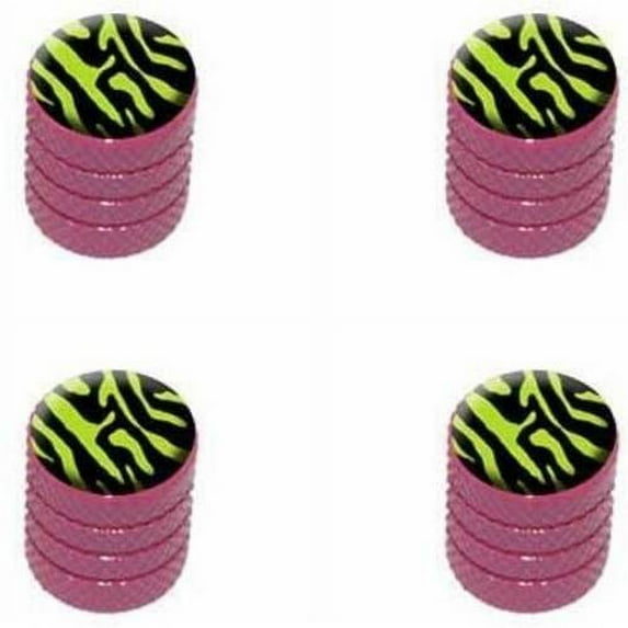 Zebra Print Black Lime Green Tire Rim Wheel Aluminum Valve Stem Caps, Multiple Colors