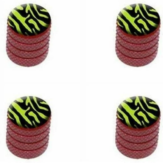 Zebra Print Black Lime Green Tire Rim Wheel Aluminum Valve Stem Caps, Multiple Colors