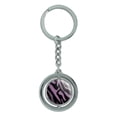 thumbnail image 1 of Zebra Print Black Purple Spinning Circle Metal Keychain, 1 of 1