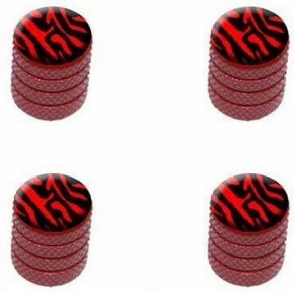 Zebra Print Black Red Tire Rim Wheel Aluminum Valve Stem Caps, Multiple Colors