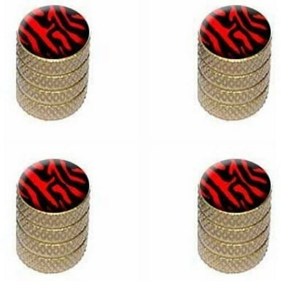 Zebra Print Black Red Tire Rim Wheel Aluminum Valve Stem Caps, Multiple Colors