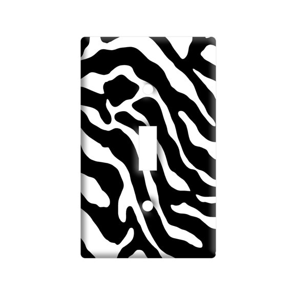 Zebra Print Black White Light Switch Plate Cover