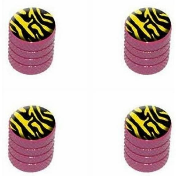 Zebra Print Black Yellow Tire Rim Wheel Aluminum Valve Stem Caps, Multiple Colors