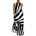 thumbnail image 1 of Zebra Print Black and White Long Dress long sleeve dress summer dress daily, 1 of 6