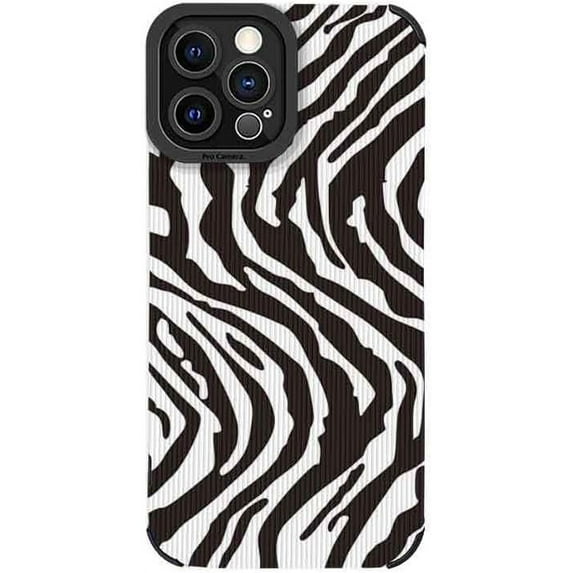 Zebra Print Black and White Soft Phone Case Compatible with iPhone Case (Black,iPhone 14)