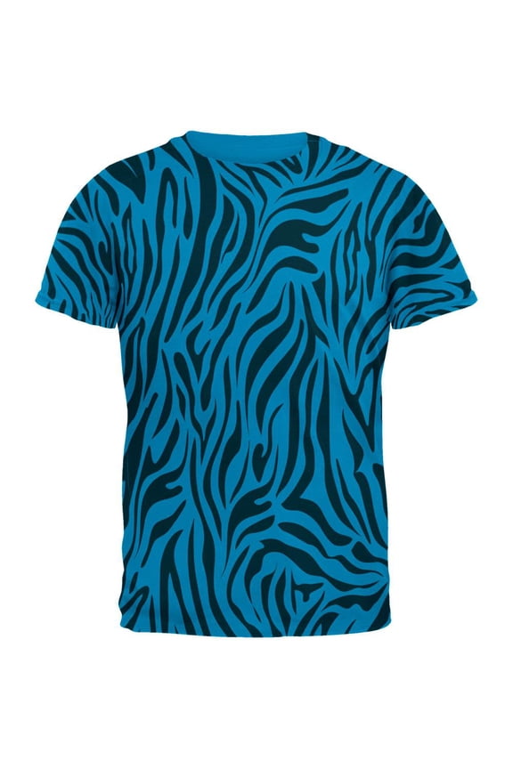 Zebra Print Blue All Over Sapphire Blue Adult T-Shirt