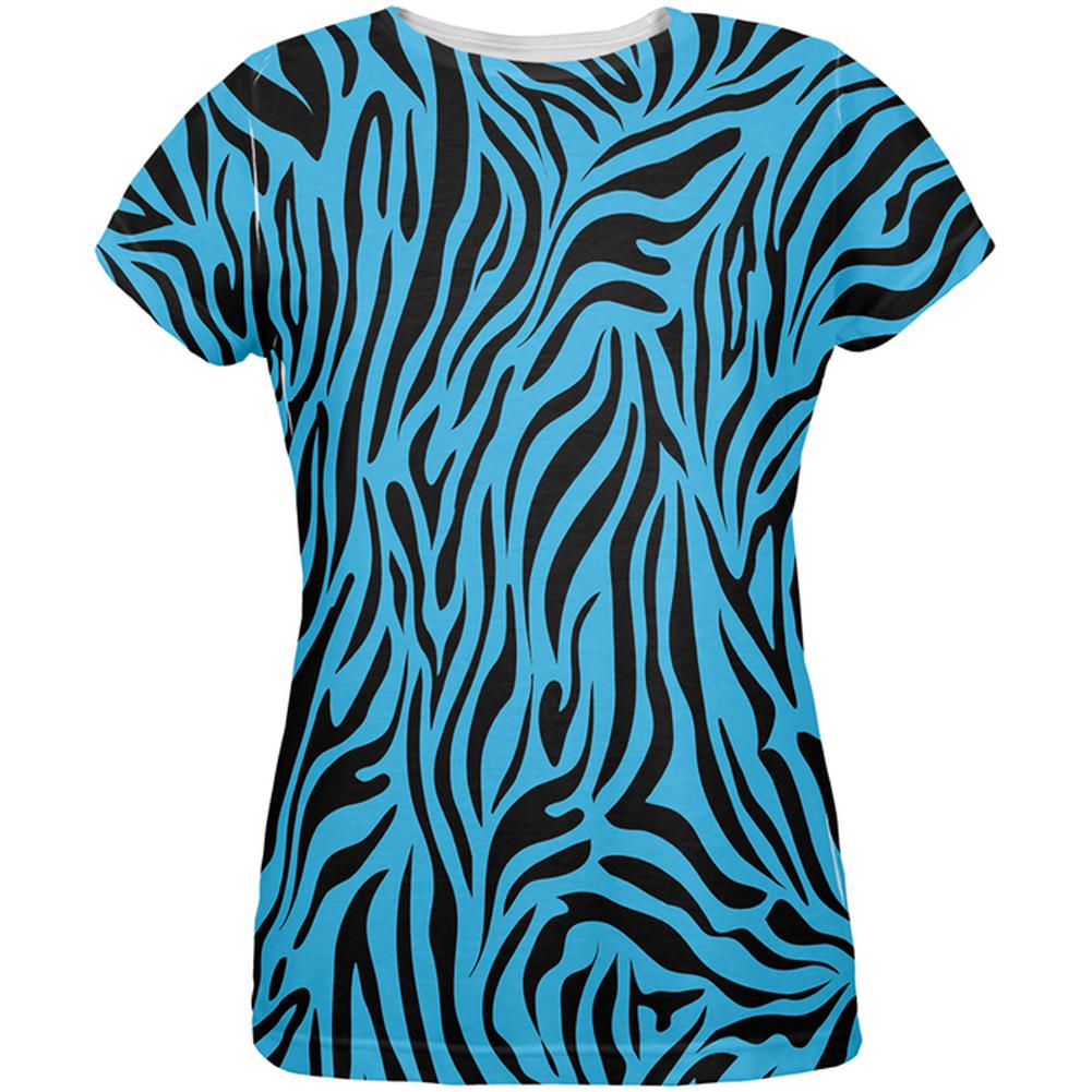 Zebra Print Blue All Over Womens T-Shirt - Small - image 1 of 2