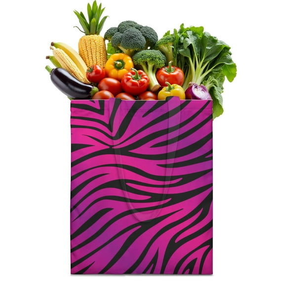 Zebra Print Canvas Tote Bag Abstract Zebra Pattern Black and White Stripes Rainbow Multicolor Zebra Modern Fashion Cute Cartoon Design Aesthetic Gradient Reusable Eco-Friendly Shopping Tote