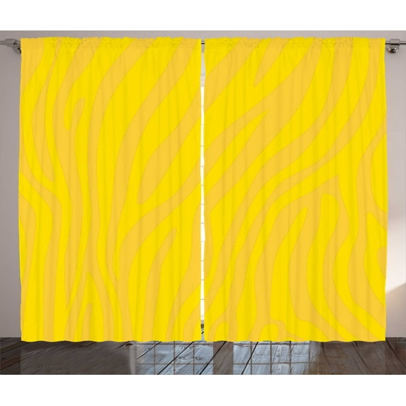 Ambesonne Zebra Print Curtains 2 Panel Set, Animal Skin Lines, 108" x 90", Yellow and Mustard