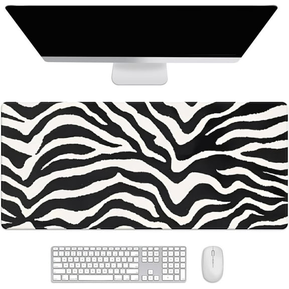 Zebra Print Desk Mat, Desk Accessory, Cute Workspace, Trendy Workspace, Trendy, 35.4x15.7in Large Gaming Mouse Pad, Cute Desk Topper, Pretty Desk Pad