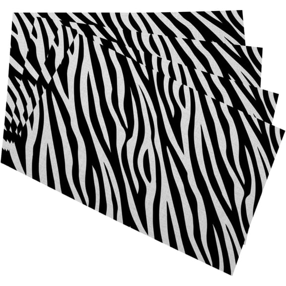 Zebra Print Dining Table Placemats Abstract Black White Monochrome Cloth Linen Wipeable Placemats Table Pads Indoor Table Protectors Non Slip,Set of 4 12 * 18 Inch