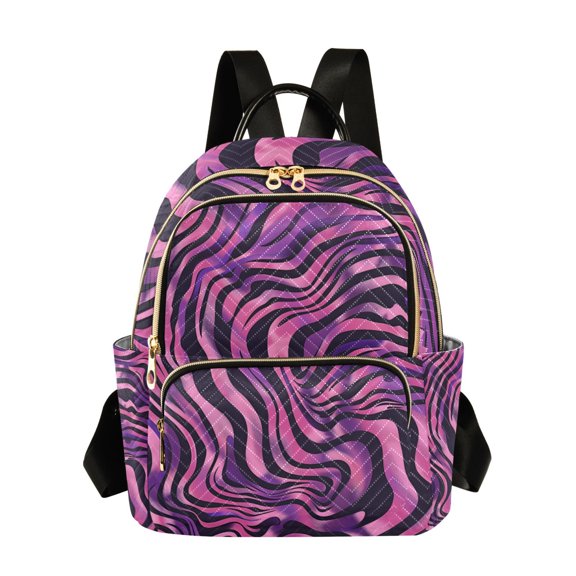 Zebra Print Fashion Backpack Quilted Lightweight Women Travel Daypack 8.5L