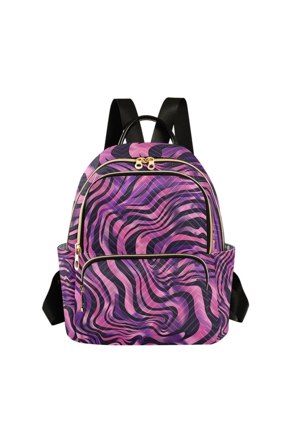 Zebra Print Fashion Backpack Quilted Lightweight Women Travel Daypack 8.5L