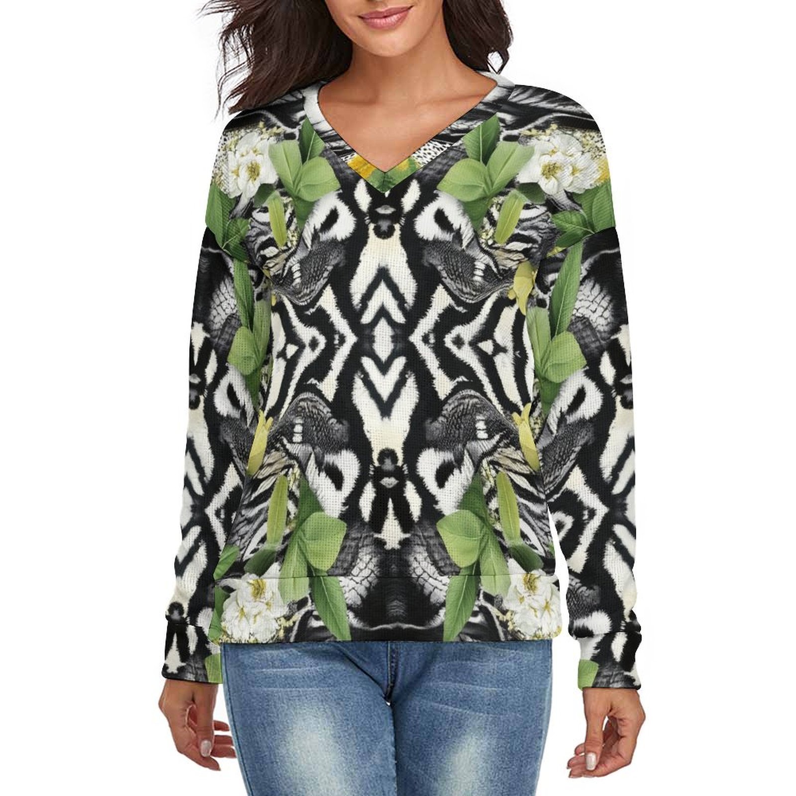 A Zebra Print Pullover Sweater