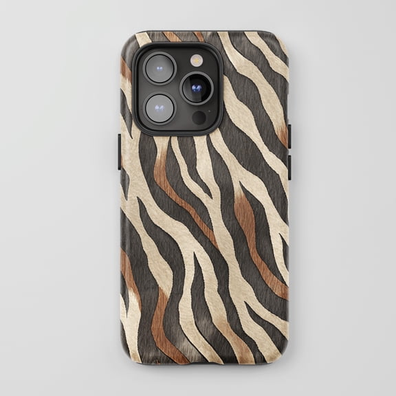 Zebra Print For iPhone Protective Phone Case Safari Style Brown Beige Black