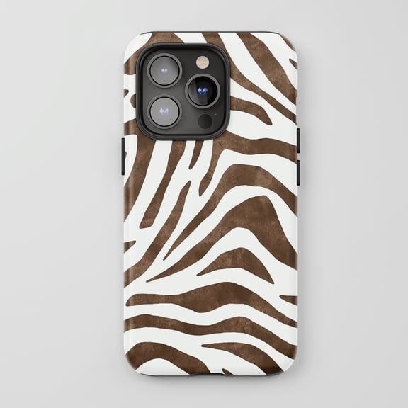 Zebra Print For iPhone Protective Phone Case Stylish Brown White Design