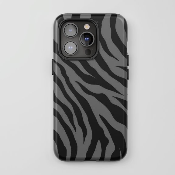 Zebra Print For iPhone Protective Phone Case Wild Animal Pattern Grey Black