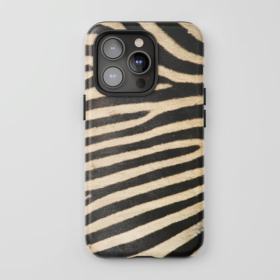 Zebra Print For iPhone Protective Phone Case Wild Safari Style Black Beige