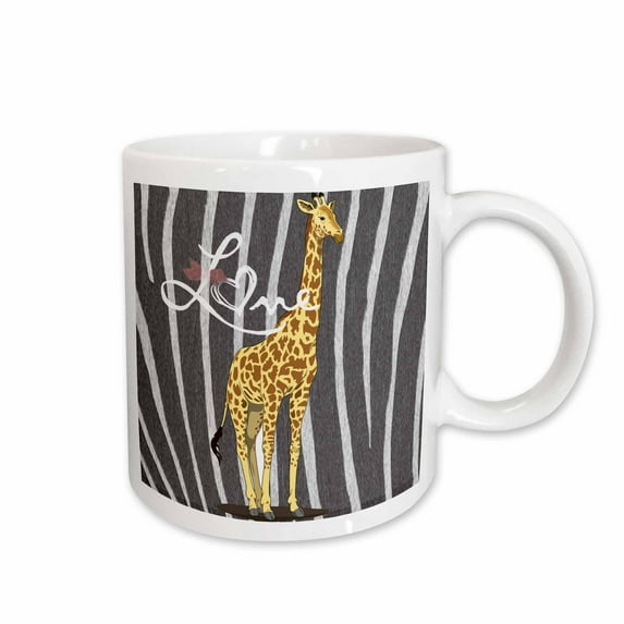 3drose, Zebra Print Giraffe with Love - Inspired Animal Art - Childrens Décor, 11oz Mug