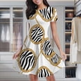 thumbnail image 1 of Zebra Print Gold Chain Pattern Women's Classic Swing Skater Dress Casual Work Party Cocktail Dresses, 1 of 6