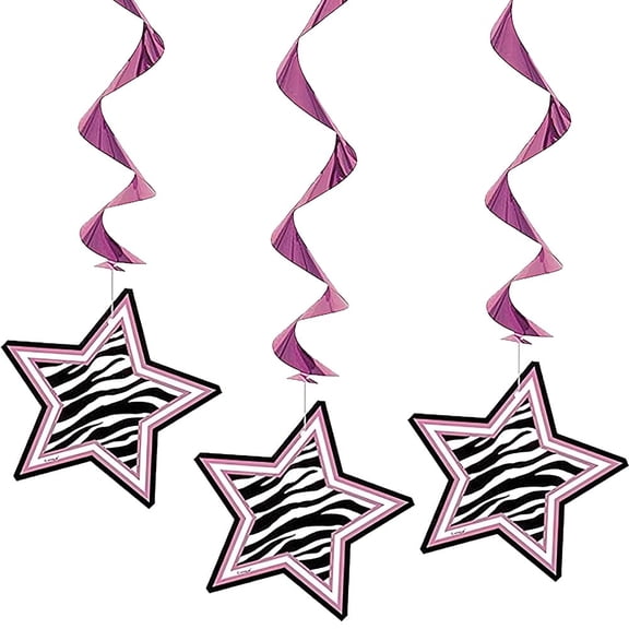 Zebra Print Hanging Decorations, 3pk
