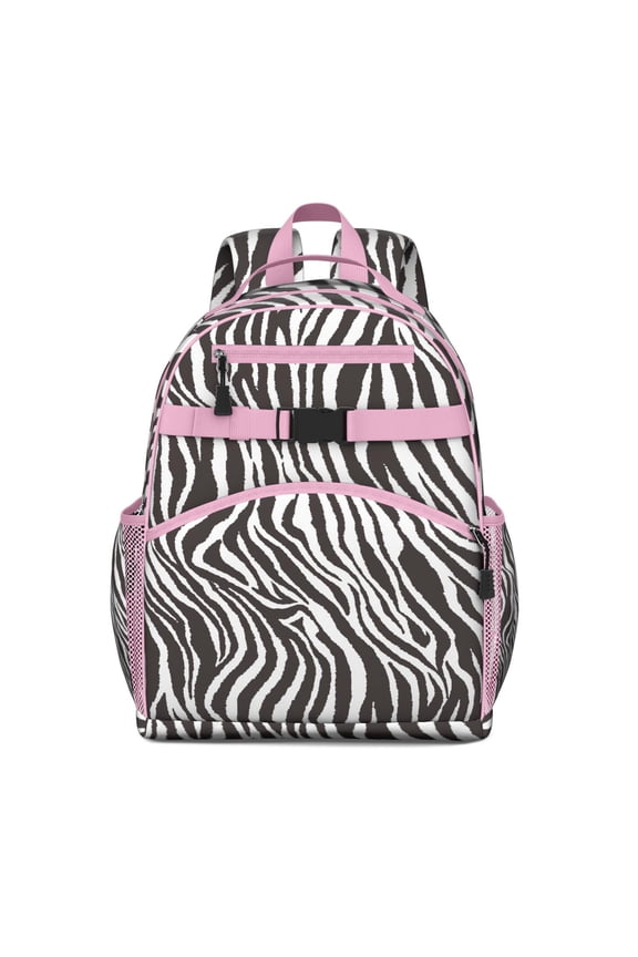 Print Backpack for Students Students Cartoon Rainbow Zebra Stripes Black and White Gradient Pattern Bookbag with Chest Strap Lightweight Durable Design