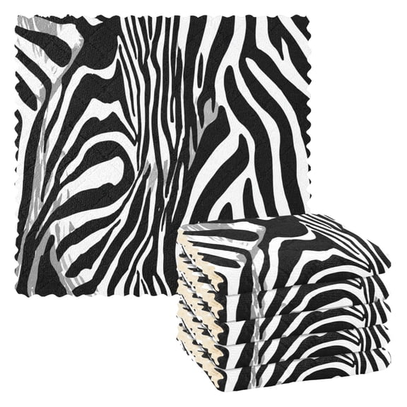 Zebra Print Kitchen Cloth Dish Towels for Drying Washing Absorbent Dish Rags Reusable soft kitchen dishcloth set 6 Pack