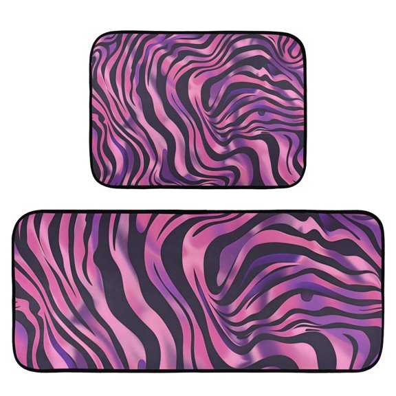 Zebra Print Kitchen Mat 2 Piece Non Slip Absorbent carpet Floor Mat 19.7x27.6in+19.7x47.2in