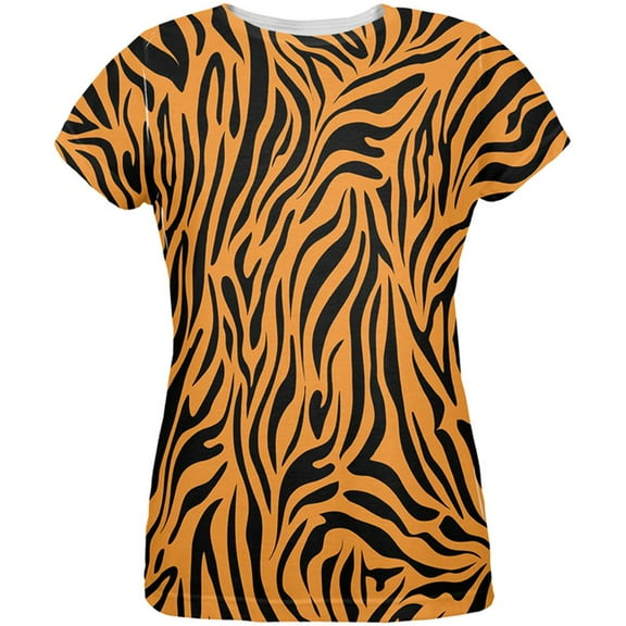 Zebra Print Orange All Over Womens T-Shirt - Medium