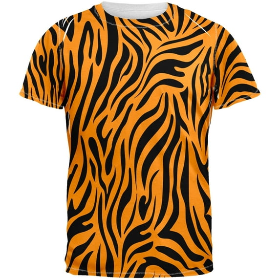 Zebra Print Orange Sublimated Adult T-Shirt - Small