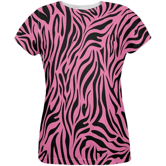 Zebra Print Pink All Over Womens T-Shirt - Medium