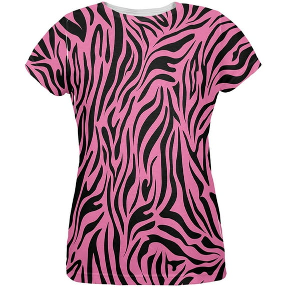 Zebra Print Pink All Over Womens T-Shirt - Small