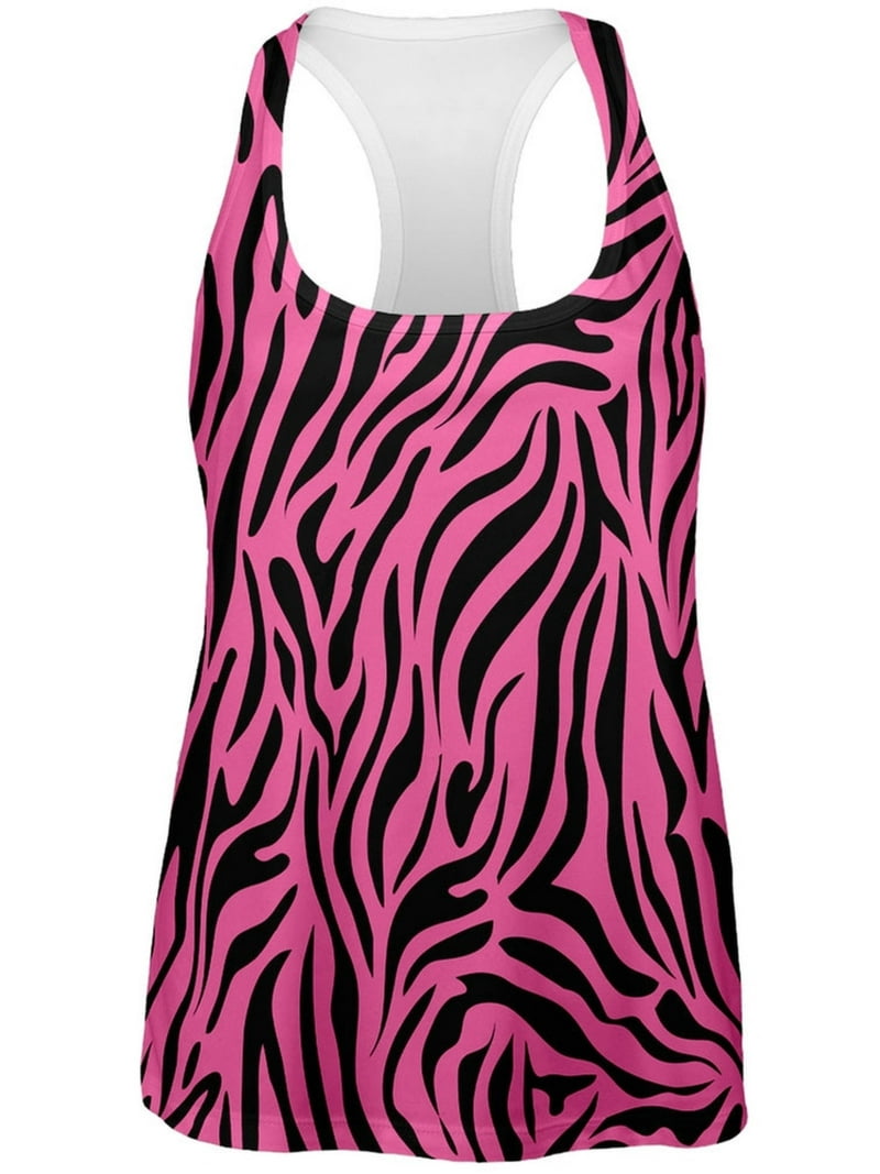 トップス doublet ZEBRA JACQUARD BRUSHED NO SLEEVE Animal World Pink Zebra Print Racerback Women's Tank Top