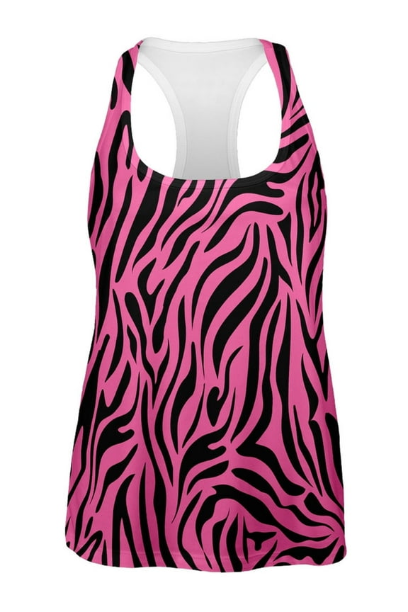 Zebra Print Pink All Over Womens Tank Top - Small