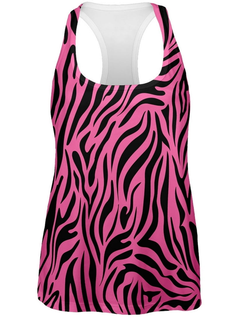 トップス ANDMARY Angie ribbon tank pink beige Zebra Print Pink All Over Womens Tank Top - X-Large