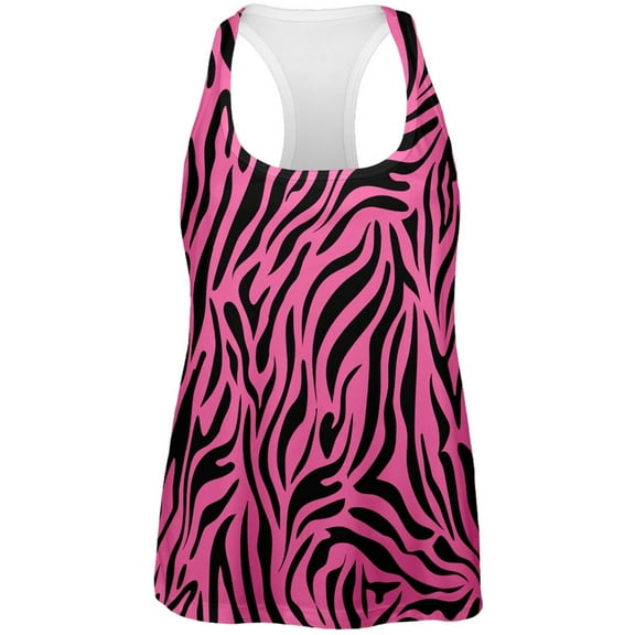 Zebra Print Pink All Over Womens Tank Top - X-Large