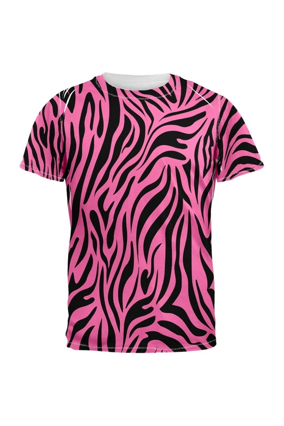 Zebra Print Pink Sublimated Adult T-Shirt - Medium