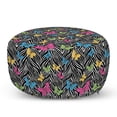 thumbnail image 1 of Zebra Print Pouf Cover with Zipper, Colorful Butterflies on Zebra Abstract Print Summer Jungle Floral Art, Soft Decorative Fabric Unstuffed Case, 30" W X 17.3" L, Yellow Blue Pink, by Ambesonne, 1 of 5
