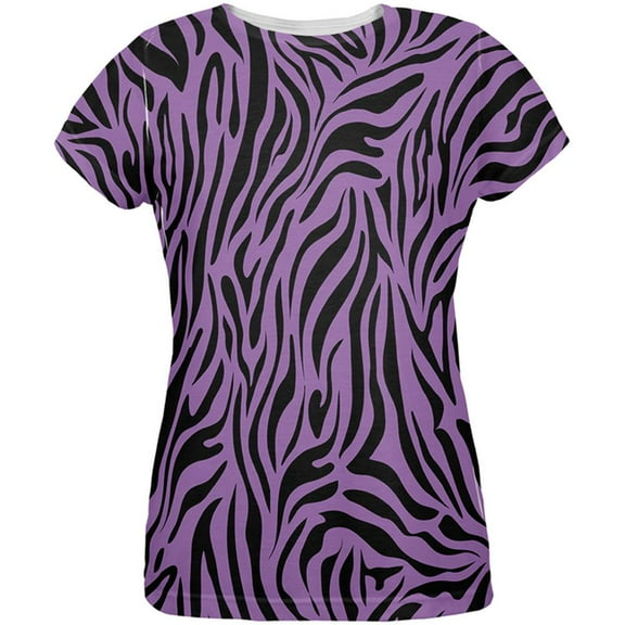 Zebra Print Purple All Over Womens T-Shirt - X-Large