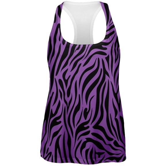 Zebra Print Purple All Over Womens Tank Top - X-Large