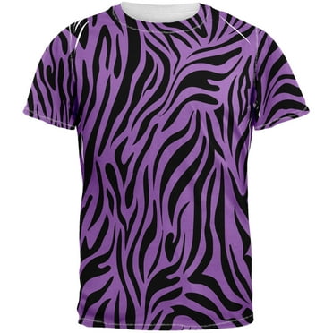 Zebra Print Purple Sublimated Adult T-Shirt - Large